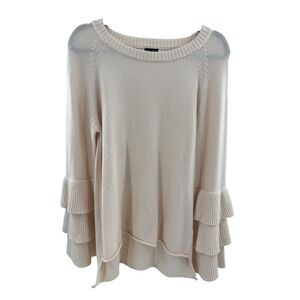 COCO + CARMEN Women's Cream Ruffle Sleeve Sweater Knit Top S M